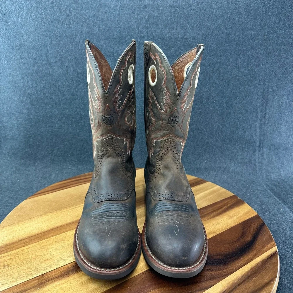Ariat Women's Heritage Roughstock Size 8 Wide Antique Brown Leather Cowboy Boots